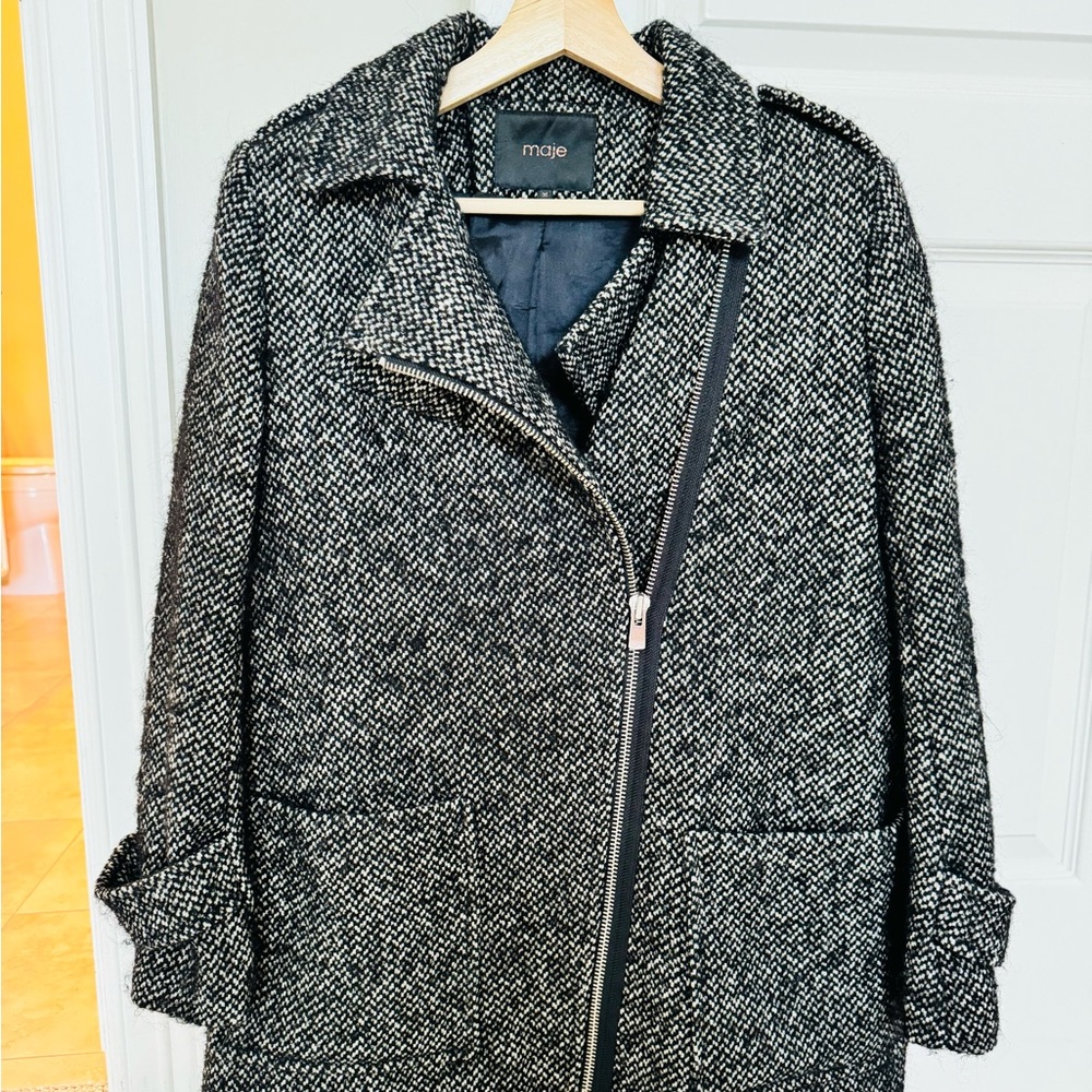 Maje Black and Gray Women's Coat